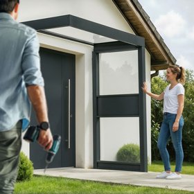 גגון דלת Sophia אפור-לבן אופל 1X1.6 מטר עם קיר צד קנופיה Canopia Sophia 707752 גגון דלת Sophia אפור-לבן אופל 1X1.6 מטר עם קיר צד קנופיה Canopia Sophia 707752