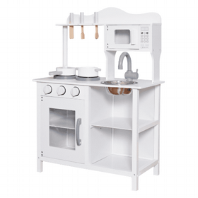משחק מטבח עץ לבן לילדים בעיצוב קלאסי ונקי, מושלם לילדים כולל מגוון אביזרי מטבח BUBU משחק מטבח עץ לבן לילדים בעיצוב קלאסי ונקי, מושלם לילדים כולל מגוון אביזרי מטבח BUBU