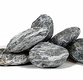 חלוקי נחל תבור אפור עם פסים לבנים גודל 3 20 ק"ג חלוקי נחל תבור אפור עם פסים לבנים גודל 3 20 ק"ג