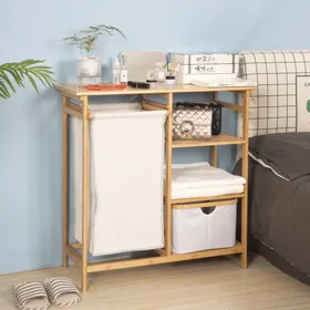 כוננית במבוק 3 מדפים עם סל כביסה 80 ס"מ אנחל Anchel כוננית במבוק 3 מדפים עם סל כביסה 80 ס"מ אנחל Anchel