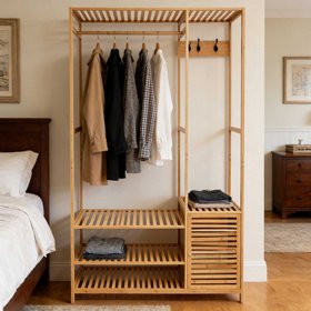 מתלה בגדים במבוק משולב מדפים וארונית אגוסטין AGUSTIN ראמוס RAMOS מתלה בגדים במבוק משולב מדפים וארונית אגוסטין AGUSTIN ראמוס RAMOS